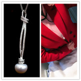 【浅小屋】*PM摩洛哥百年潮牌925纯银打结天然淡水珍珠项链吊坠女