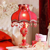 泊盛 婚庆台灯结婚礼物温馨可调光中式卧室床头灯欧式红色台灯H20