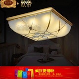 欧式吸顶灯全铜方形客厅卧室led吸顶灯美式简约复古大气纯铜灯具