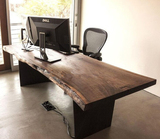 美式实木餐桌椅做旧铁艺简约现代办公桌椅组合长方桌不规则工作台