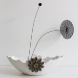 手工制作白色陶瓷插花瓶花盆 日式创意装饰工艺术品礼品