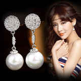 珍珠耳环女长款纯银针防过敏日韩国简约时尚气质耳饰品锆石钻耳坠
