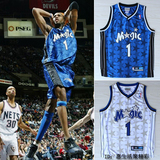NBA篮球服魔术队 麦迪1号球衣蓝白暗星火箭队麦蒂复古刺绣套装