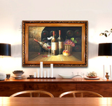 纯手绘静物水果红酒瓶油画装饰画欧式新中式现代简约餐厅手工挂画
