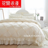 韩式公主风纯棉四件套纯色白色全棉床裙床品梦幻床上用品1.8m1.5m