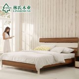 tykju林氏木业简约现代板式储物双人床组合小户型卧室1.8M高箱床C