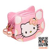 新款韩国日本hello kitty可爱粉色双拉链硬币包 韩版女式零钱包