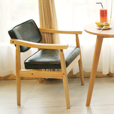 实木书桌椅 扶手椅家用单人休闲简约靠背椅北欧宜家椅 单人沙发椅
