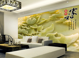 中式墙纸高档酒店餐厅客厅电视背景墙逼真超大幅玉雕家和富贵壁画