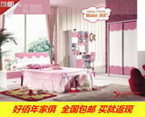 家具新款2门组装广东省哑光套房组合女孩青少年套装床儿童房推门