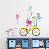 浪漫少女房间卧室装饰墙贴纸 客厅沙发墙布置可移除贴画 气球单车