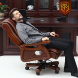 正品 老板椅真皮按摩可躺双层坐垫电脑椅家用人体高靠背办公椅子