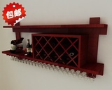 包邮欧式实木壁挂红酒架时尚创意葡萄酒架酒杯架隔板吧台装饰架