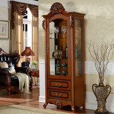 新古典欧式木质单门酒柜 美式实木酒柜 玻璃装饰展示柜601