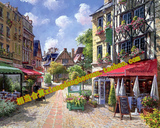 高清大图油画素材欧洲小镇街道建筑田园风景绘画美术素材图片图库