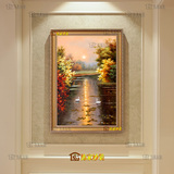 DLA124欧式风景客厅有挂框画古典厚油手绘油画别墅大堂餐厅装饰画