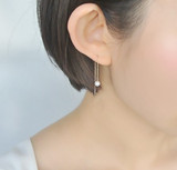 纯天然珍珠耳线 14K包金长款耳环 不褪色不过敏多种戴法 原创饰品
