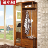 新中式家具乌金木色纯实木框门厅柜鞋柜衣帽柜 简约多功能玄关柜