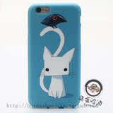 乌鸦白猫日系全包软壳苹果6 iphone6s plus保护侧边图案 包邮