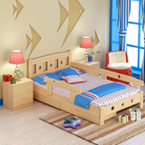 床小床男孩女孩婴儿床单人床带护栏定制原木1.2米儿童床实木松木