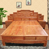 红木家具大床 刺猬紫檀木中式大床 1.5 米1.8米 实木双人床头柜组