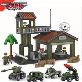 乐高式军事积木拼装模型野战军部队基地坦克大炮导弹男生5岁玩具