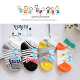韩国儿童袜子夏季宝宝船袜批发可爱机器猫纯棉袜男女孩袜矮腰短袜