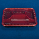 红黑四格快餐盒 一次性打包盒 带盖子便当盒 可降解环保餐盒100只