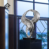 创意不锈钢圆片抽象雕塑摆件酒店客厅办公室桌面玄关软装饰艺术品