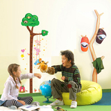 小熊荡秋千大树身高贴 儿童房小孩房创意装饰墙贴纸 可移除墙贴