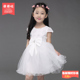 特价夏款女童连衣裙儿童公主韩版花童礼服夏装白色婚纱裙子中童