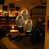 花篮麻绳吊灯 创意个性餐厅茶楼咖啡厅酒吧台单吊灯 复古工业吊灯