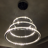 吊灯水晶圈创意个性艺术led圆环客厅灯餐厅卧室复式楼梯吧台灯具
