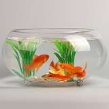 包邮超白三爪圆形水培乌龟金鱼缸创意热带鱼桌面迷你小型玻璃鱼缸