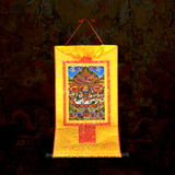 天竺文化 佛教用品 财宝天王佛像挂画唐卡画 西藏装饰画 黄长85cm