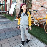 韩国童装女童字母运动休闲时尚套装儿童拉链衫外套长裤韩版二件套