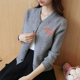 女装针织衫秋装新款韩版时尚棒球服针织开衫短款休闲毛衣外套上衣