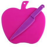 小苹果切水果板+安全不伤手塑料刀组合套装 塑料PP砧板切菜板