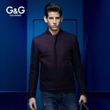 G＆G 秋冬休闲夹克男士外套柒牌修身立领渐变色夹克衫短款jacket