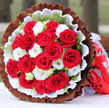 海口三亚杭州11朵红玫瑰平安圣诞节生日花束实体店同城鲜花速递