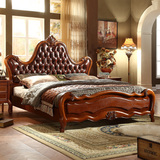 缘订三生 真皮美式实木床欧式双人床1.5M 1.8米高箱床真皮全实木