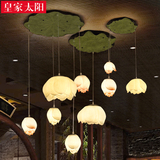 新中式吊灯客厅灯现代餐厅过道楼梯灯具创意个性艺术莲花荷花吊灯