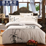 新中式民族风刺绣花四件套全棉五星级酒店床品纯棉样板房床上用品