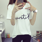 夏季韩版字母印花短袖t恤女宽松学生上衣女装打底衫半袖体恤潮