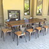 北欧实木做旧餐桌椅子铁艺电脑桌办公桌会议桌原木咖啡厅桌椅组合