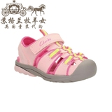英国Clarks童装代购 女童 嫩粉色 镂空 魔术贴 凉鞋 真皮凉鞋现货