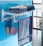 卫生间浴室纯太空铝毛巾架浴巾架可折叠活动型置物架卫浴五金挂件