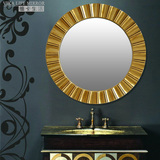 欧式美式新古典圆形浴室镜装饰镜复古卫生间镜子浴镜壁挂玄关镜框