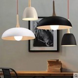 现代简约别墅客餐厅吊灯北欧吧台咖啡厅创意个性实木加铝材半圆灯