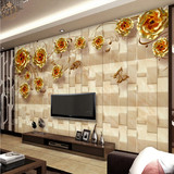 3d玫瑰花浮雕壁纸 欧式客厅电视背景墙墙纸 酒店门厅玄关竖版壁画